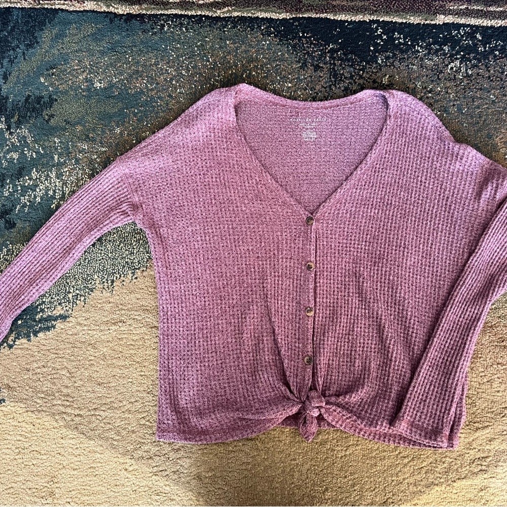 American Eagle Outfitters Purple Long Sleeve Top